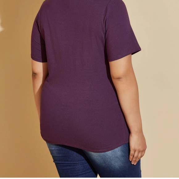 Plus ASHLEY STEWART Acai Purple “Classy”Embellished Tee 22/24 - Picture 2 of 4